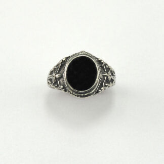 Fine flower rings with black enamel