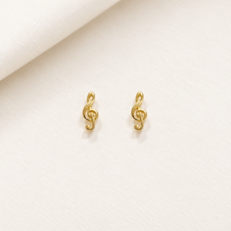 G Key ear studs, Small, Goldplated.