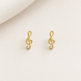 G Key ear studs, Medium, Goldplated.