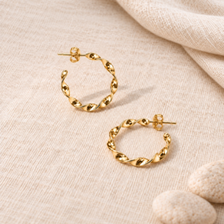 Twisted Hoop Earrings, GoldPlated.