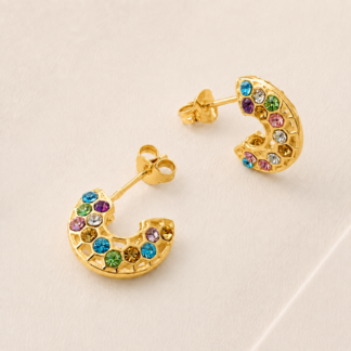 GoldPlated Rainbow Moon Earrings.