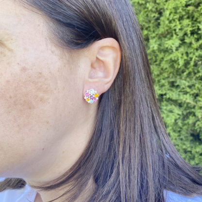 Multicolour Crystal Sterling Silver Earrings. - Image 2
