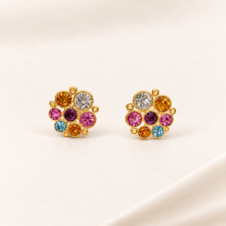 Burst of Colour Earrings, Gold Plated.