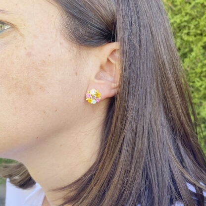 Multicolour Crystal Gold-Plated Earrings. - Image 2