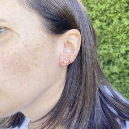 Multicolour Zirconia goldplated Silver Earrings. - Image 2