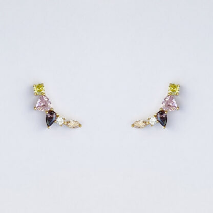 Multicolour Zirconia goldplated Silver Earrings.
