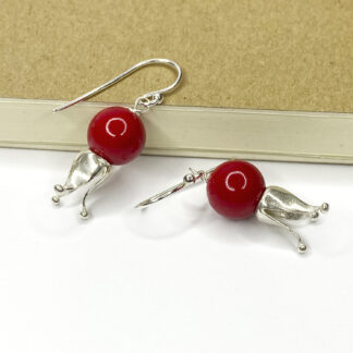 AGAVANZA earrings with red Jade Mashan