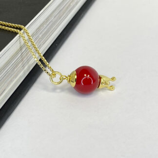 AGAVANZA necklace gold plated with red Jade Mashan