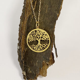 Tree of Life with roots pendant 20 mm, golplated silver