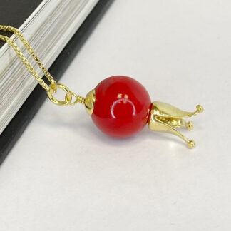 AGAVANZA necklace gold plated with red Jade Mashan
