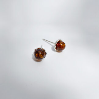 Amber ball earring.