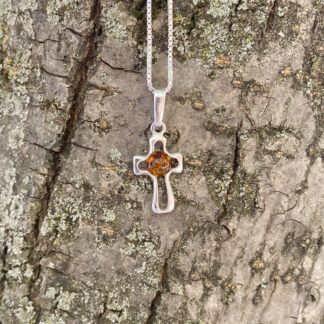 Cross pendant with amber