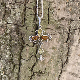 Cross pendant with amber