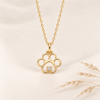 Sparkling Paw Pendant. GoldPlated.