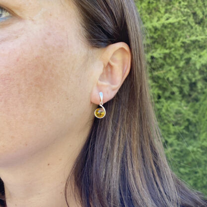Sterling Silver Earrings with Amber. - Image 2