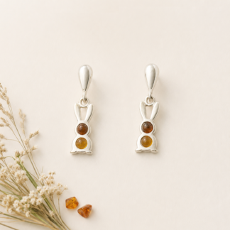 Bunny Earring with 2 Amber Stones.