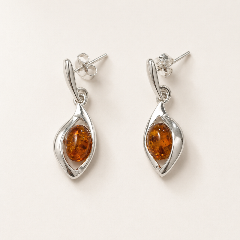 Long Earring with Amber. - Image 2