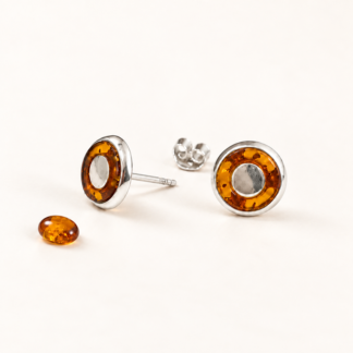 Amber Button Earrings.