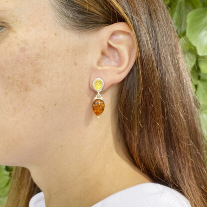 Earring with Two Ambers. - Image 2