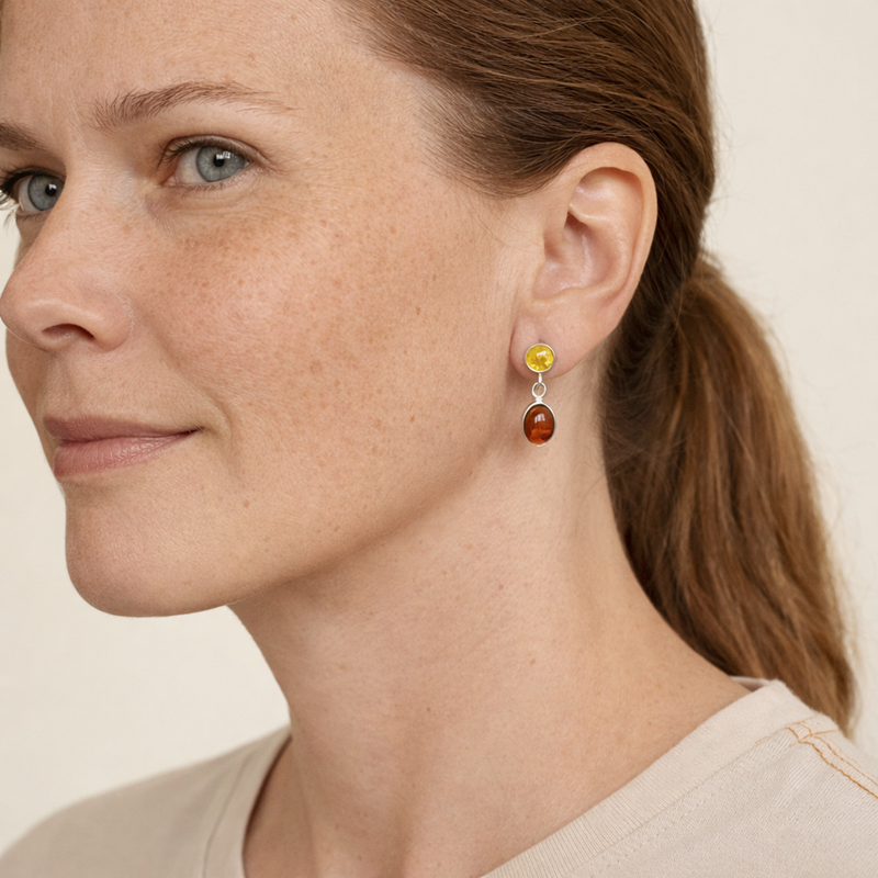 Earring with Two Ambers. - Image 2