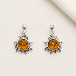 Sun Earrings with Amber.