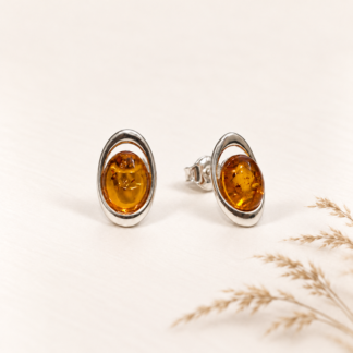Sterling Silver and Amber Earrings.