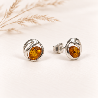 Sterling Silver and Amber Earrings.