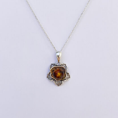 Flower Pendant with Amber - Image 2