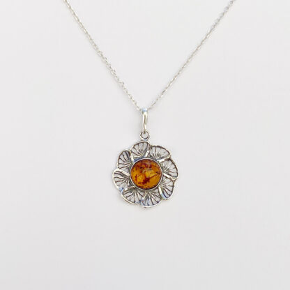 Flower Pendant with Amber. - Image 2