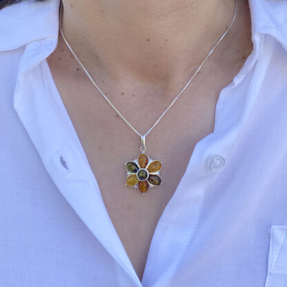 Amber Petal Flower Pendant.