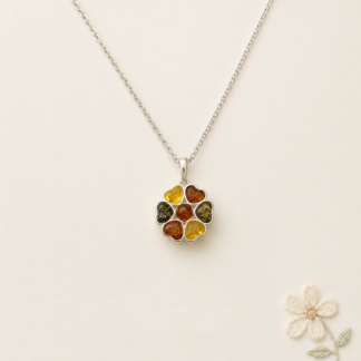 Amber Flower Pendant.