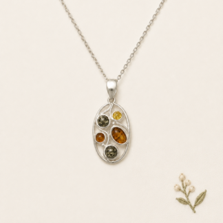 Amber Flower Pendant.